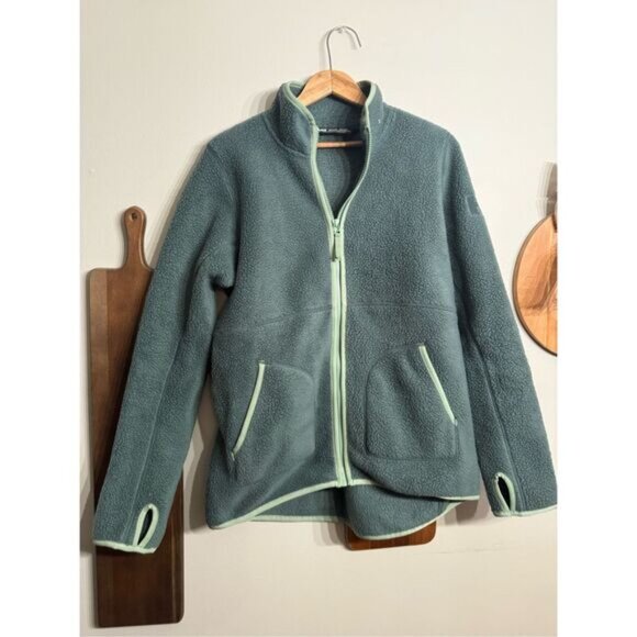 Helly Hansen Green Fleece Thumbhole Full Zip Jacket Size Medium - Picture 1 of 4